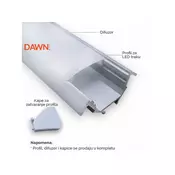 DAWN led profil LL-ALP007-R komplet sivi