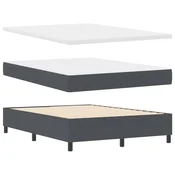 Vidaxl LED Box Spring Postelja Temno siva in bela 140 x 190 cm