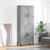 Greatstore Visoka komoda betonsko siva 69,5x34x180 cm inženirski les