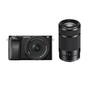 SONY brezzrcalni digitalni fotoaparat ILCE6100 + objektiv SELP1650II + objektiv SEL55210, črn