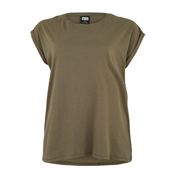 Womens olive T-shirt with extended shoulder