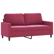 Vidaxl Dvosed vinsko rdeč 140 cm žamet