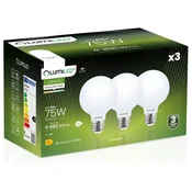 LUMILED 3x LED žarnica E27 krogla G95 8W = 75W 880lm 4000K nevtralna 360° žarnica z žarilno nitko