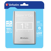 Verbatim 53071 HDD E2.5 1TB USB 3.0 StorenGo , Silver