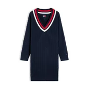 Tommy Jeans Pletena obleka mornarska/živo rdeča/bela