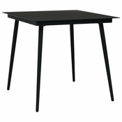 Den Vrtna jedilna miza crna 80x80x74 cm jeklo in steklo