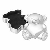 Kovinska škatlica za prvi mlečni zob v sijajno srebrni barvi 6x5x2 cm Bear with Heart – Zilverstad
