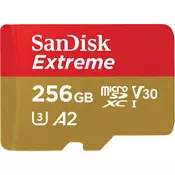 SanDisk spominska kartica Extreme Micro SDXC 256GB A2 C10 V30 UHS-I + adaptér (SDSQXA1-256G-GN6MA)