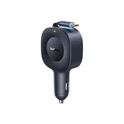Baseus PrimeTrip VR2 30W brzi punjac za automobil, USB Type-C + USB Type-C uvlacivi kabel, crna C0206401