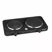 Brock EP 200 BK, 2500W, 2-zonska, 18,5 i 15,5 cm, lijevano željezo, prijenosna, crna, električna ploča za kuhanje