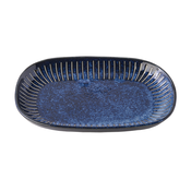 Ovalna plošča RIDGED INDIGO MIJ 19x13 cm