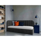 MID.YOU OBLAZINJENA POSTELJA 90 cm x 200 cm , les, tekstil, leseni material temno siva