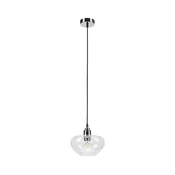 Viseča svetilka FLO na vrvici 1xE27/15W/230V, sijajni krom/prozorno steklo