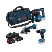 BOSCH Sada 3 kusu 18V náradí: GSB + GWS + GBH + 3× GBA 5.0 Ah + GAL 12V/18V-80 0615A500AH