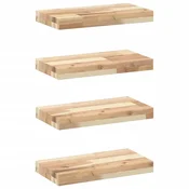 Vidaxl Viseče police 4 kosi 60x20x4 cm neobdelan masiven les akacije