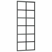 Vidaxl Drsna vrata ESG steklo in aluminij 76x205 cm črna