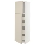 METOD/MAXIMERA Visoka omara z 2 vrati/4 predali, bela/Havstorp bež, 60x60x200 cm