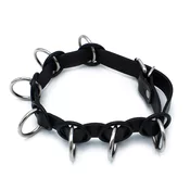 Kiotos Leather Collar with 7 Statement Rings Black