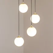 EMIBIG LIGHTING Visoka svetilka Glassy, črna/opalska, 40 cm, 4-žarnica, okrogla - Dnevna soba/jedilnica - Sodobni - črna, bela opalna - Steklo