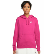 Ženski sportski pulover Nike Sportswear Club Fleece Pullover Hoodie - fireberry/white