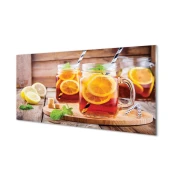 tulup.si Slika na akrilnem steklu Tea slamice hladno citrusov 100x50 cm 4 obešalnika