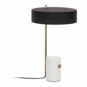 Belo-črna namizna svetilka s kovinskim senčnikom (višina 53 cm) Phant - Kave Home