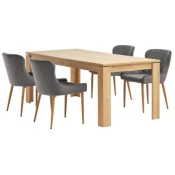LINTRUP D190/280 sto hrast + 4 PEBRINGE sivi baršun