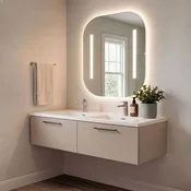 Skye Decor Set kupatilskog ormarica sa umivaonikom i ogledalom, 2 dela, Bež