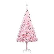 Vidaxl Umetna osvetljena novoletna jelka z bunkicami roza 240 cm PVC