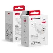 FORCELL Mrežni polnilnik za telefon Forcell F-Energy Mini GaN III USB C + USB A QC4.0 PD 20W VT-35A bela 0INT