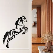 WallXpert metalni zidni ukras 5078, konj u propinjanju, 33 x 76 cm, crni