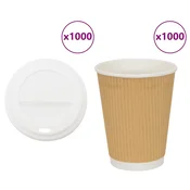 Vidaxl vidaXL papirnati kozarci s pokrovi, 1000 kosov, 400 ml, 473 ml