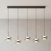 Paul Neuhaus LED-visoka svetilka Fumea, dolžina 119 cm, črna/dimna, steklo, CCT, 5-žarnica - Dnevna soba/jedilnica - črna, dimno siva