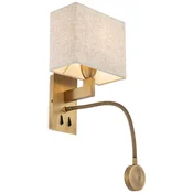 Casa Padrino luxury wall lamp antique brass/beige 19 x 17 x H. 32 cm - Wall lamp with swiveling LED reading light - Hotel lights - Luxury lights - Luxury wall lights - Luxury quality