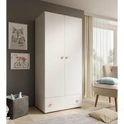 Garderobna omara Emily - 80 cm - bela/roza