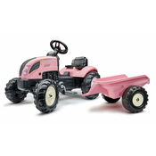 Falk hodni traktor 2056L sa prikolicom Country Star - ružičasti