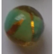 Kugla 12 mm tirkiz sa zlatnom sarom -Lampwork perle