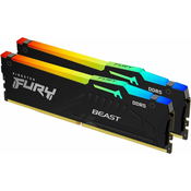 Kingston FURY Beast RGB RAM memorija, 64 GB, 5600 MHz, DDR5, CL40, DIMM, 2 kom (KF556C40BBAK2-64)