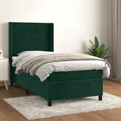 vidaXL Box spring postelja z vzmetnico temno zelena 80x200 cm žamet