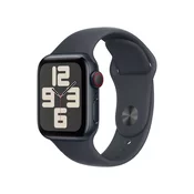 Apple Watch SE: GPS + Cellular, 40mm, ohišje iz aluminija v polnočni barvi, pašček Sport Band v polnočni barvi - S/M