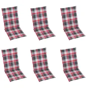 Jastuci za stolice 6 kom crveni karirani 120x50x3 cm od tkanine