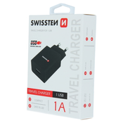 Swissten USB omrežni polnilnik / adapter, 1 A, črn