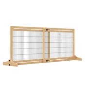 PAWHUT Lesena varnostna ograda za pse, razširljiva notranja ograda za pse za hodnik in vrata, 104-180x36x69cm, barva lesa