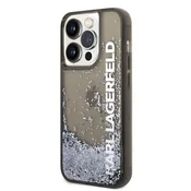 shumee Ovitek Karl Lagerfeld Liquid Glitter Translucent Elongated Logo – ovitek za iPhone 14 Pro (črn)