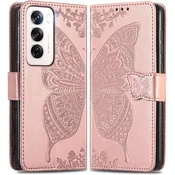 GS Ovitek za Oppo Reno 12 Pro, metulj, roza zlata