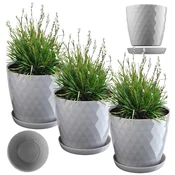 KADAX Cvetlični lonec s stojalom, 20 cm, siva plastika, 3 kosi
