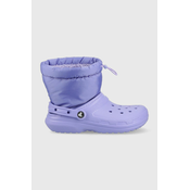 Snežke Crocs Classic Lined Neo Puff Boot vijolična barva