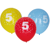 Napihljiv balon 30cm - set 5 kom, s številko 5