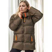 Z6682 DEWBERRY WOMENS COAT-KHAKI-1