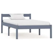 Vidaxl Posteljni okvir siv iz trdne borovine 100x200 cm
